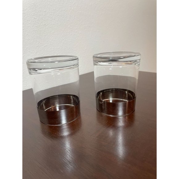 Vintage Old Fashioned Glasses - Silver Rim (pair) - Picture 4 of 5